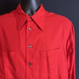 Vtg Viyella Mens Shirt Large 16-16 1/2 Wool Blend RED Button Up Shirt England
